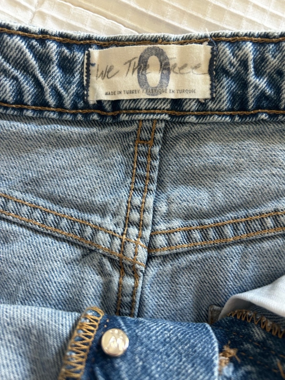 We The Free FP Sky High Western Mini Skirt Denim Jean Raw Asymmetrical Hem- 0 - Picture 16 of 16